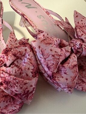 Floral Pink Bow Slide Sandals for Women